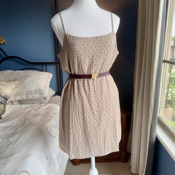 3 For $25 Mahina Sleeveless Beige With Black Polka Dots Sheath Beachy Dress - Picture 6 of 12